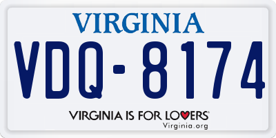 VA license plate VDQ8174