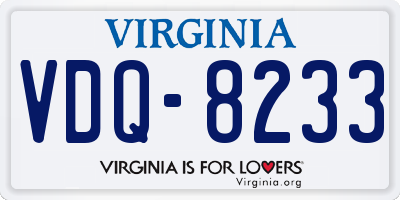 VA license plate VDQ8233