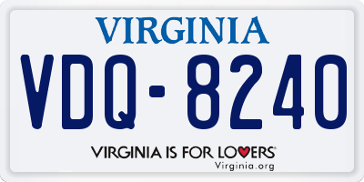 VA license plate VDQ8240