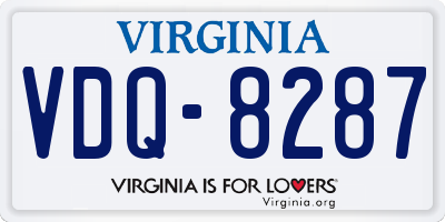 VA license plate VDQ8287