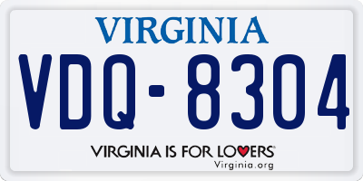 VA license plate VDQ8304