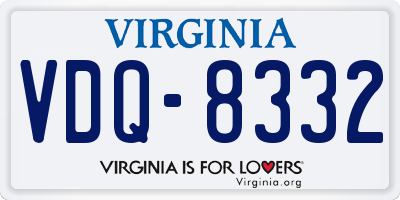 VA license plate VDQ8332