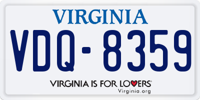 VA license plate VDQ8359