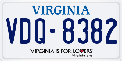VA license plate VDQ8382