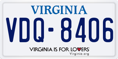 VA license plate VDQ8406