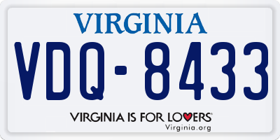 VA license plate VDQ8433