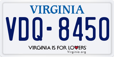 VA license plate VDQ8450