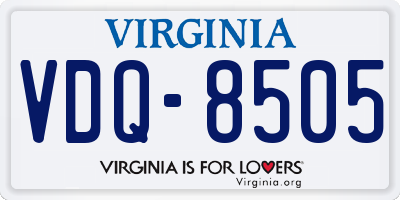 VA license plate VDQ8505