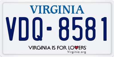 VA license plate VDQ8581