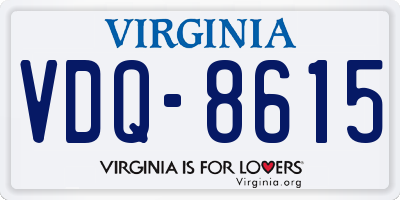 VA license plate VDQ8615