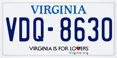 VA license plate VDQ8630