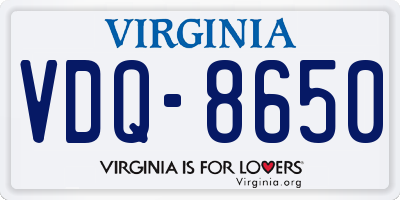 VA license plate VDQ8650