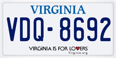 VA license plate VDQ8692