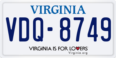 VA license plate VDQ8749