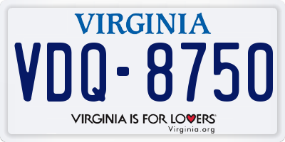 VA license plate VDQ8750