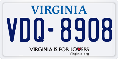 VA license plate VDQ8908