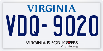 VA license plate VDQ9020
