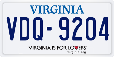 VA license plate VDQ9204