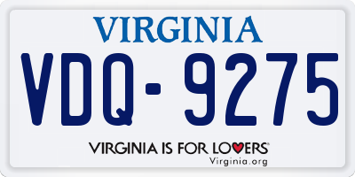 VA license plate VDQ9275