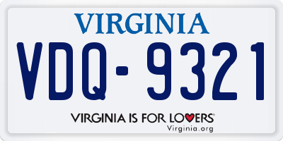 VA license plate VDQ9321