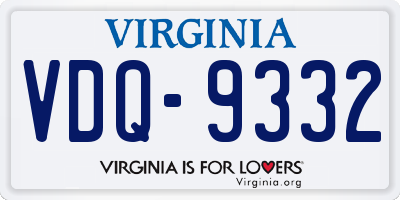VA license plate VDQ9332