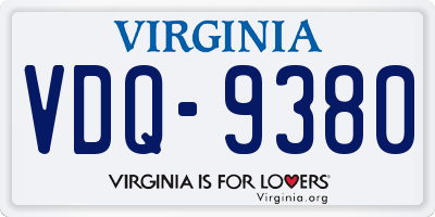 VA license plate VDQ9380