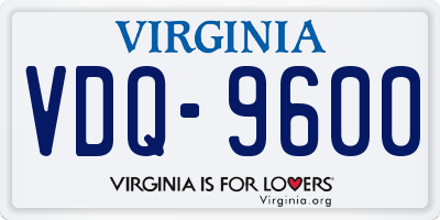 VA license plate VDQ9600