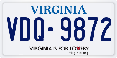 VA license plate VDQ9872