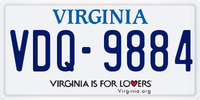 VA license plate VDQ9884