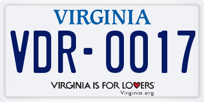 VA license plate VDR0017