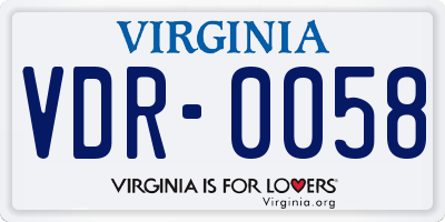 VA license plate VDR0058