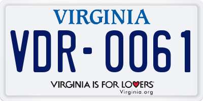 VA license plate VDR0061