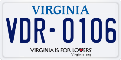 VA license plate VDR0106