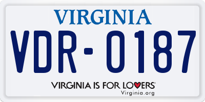 VA license plate VDR0187