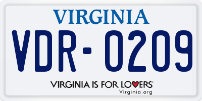 VA license plate VDR0209