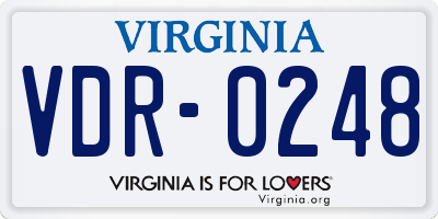 VA license plate VDR0248