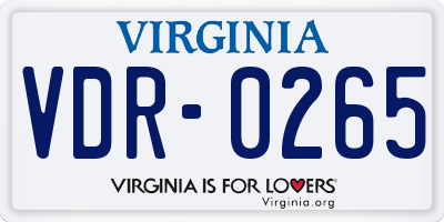 VA license plate VDR0265