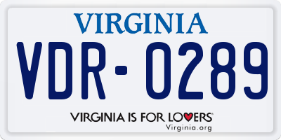 VA license plate VDR0289