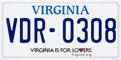 VA license plate VDR0308
