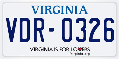 VA license plate VDR0326