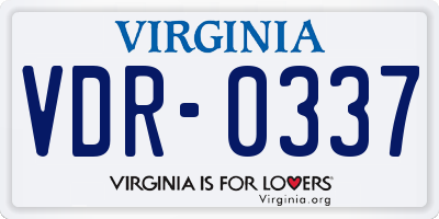 VA license plate VDR0337