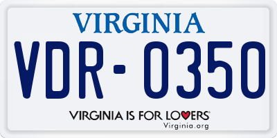 VA license plate VDR0350