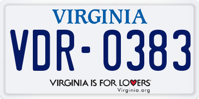 VA license plate VDR0383