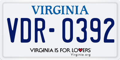 VA license plate VDR0392