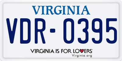 VA license plate VDR0395