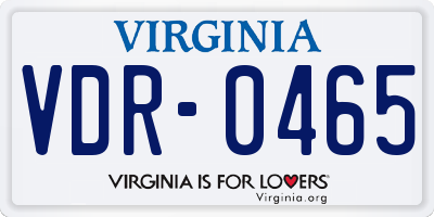 VA license plate VDR0465