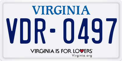 VA license plate VDR0497