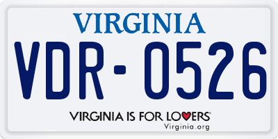 VA license plate VDR0526