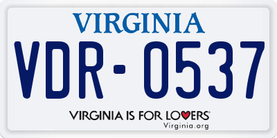 VA license plate VDR0537