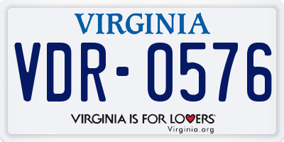 VA license plate VDR0576